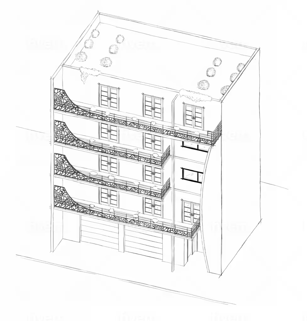 Rives de Paris — dessin de la résidence